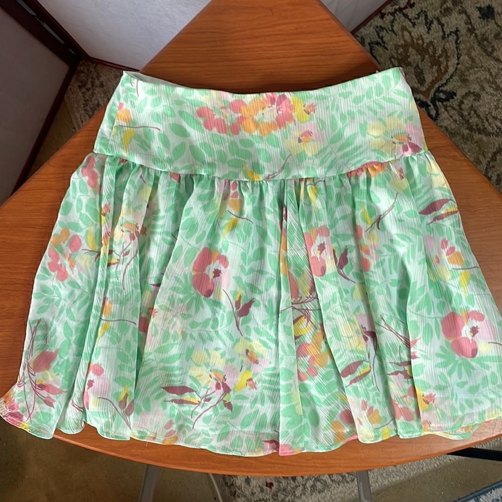 GAP Bright Multicolored Floral Skirt w/ Lining & Zipper on Side (Size:0) - Picture 6 of 14